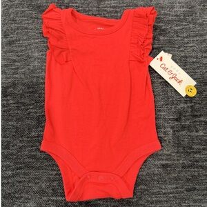 Cat & Jack Vibrant Red Ruffle Sleeve Bodysuit